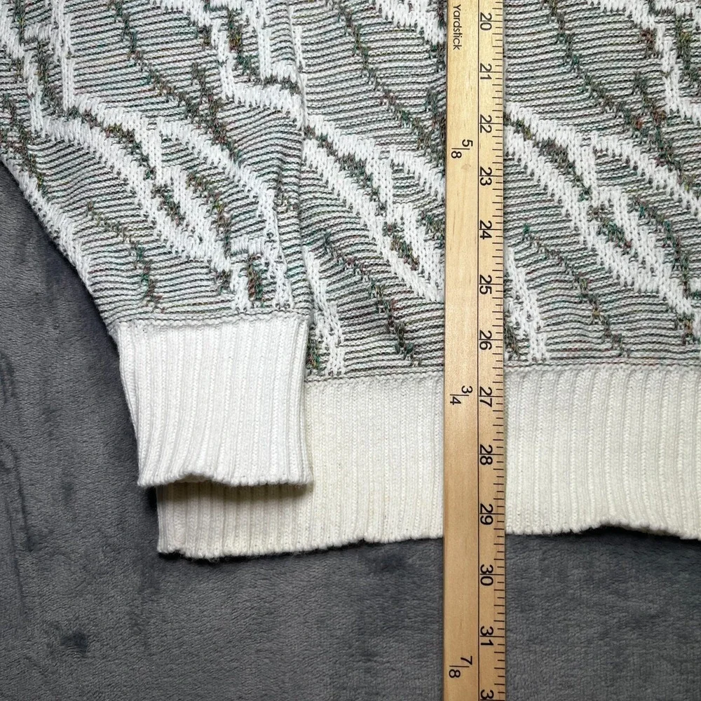 Vintage Megalos 3D Knit Sweater Men's 3XLT White 90s Coogi Style Big & Tall